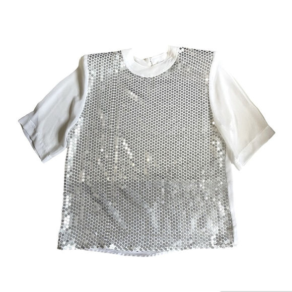 Givenchy Tops - Givenchy Vintage White Sheer Sequinned Top FR 38/US M
